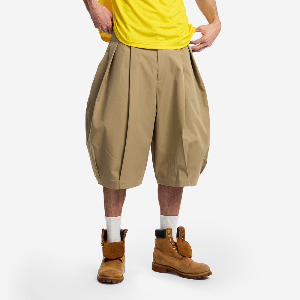CLASSIC KHAKI DOUBLE PLEATED SHORTS