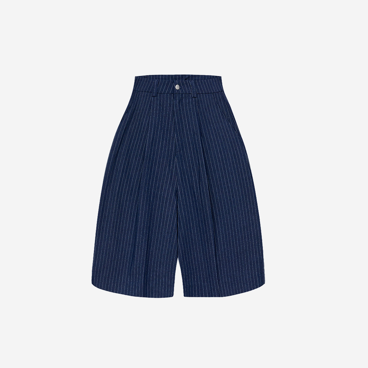 CLASSIC STRIPE DENIM PLEATED SHORTS